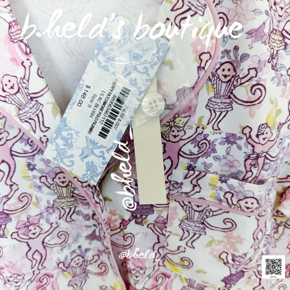 Roller Rabbit x LoveShackFancy Preppy Patchwork Polo Pajamas in Lilac Blush Sz S - Picture 7 of 14